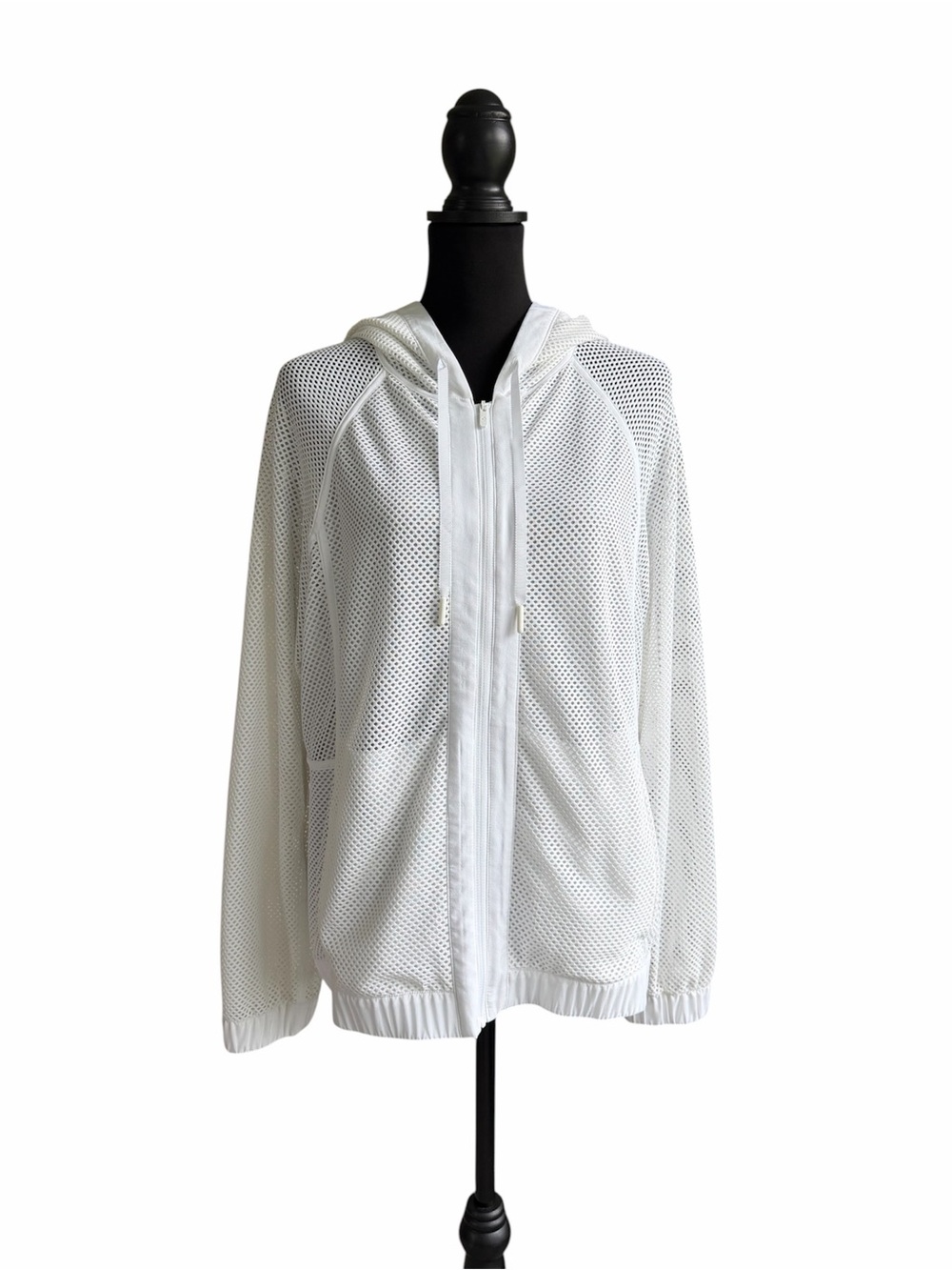 NWOT Lululemon White Mesh Full-Zip Hooded Jacket Relaxed Fit Women’s 12 - Picture 3 of 11
